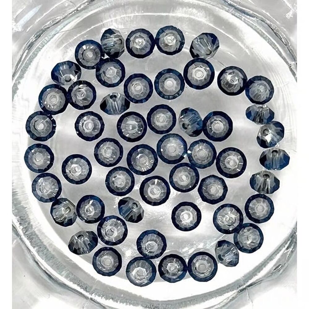 50pcs Beads for Jewelry #21558 Blue Grey Saucer Glass Beads
